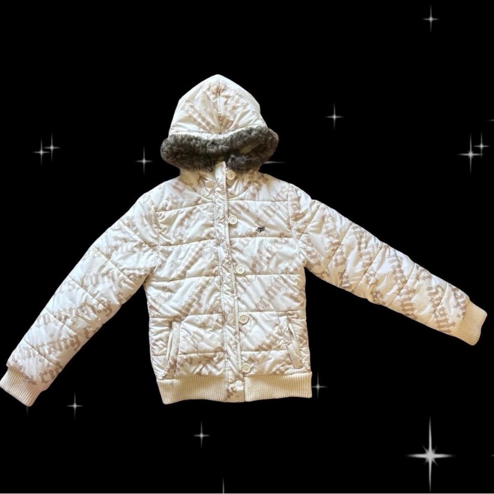 White Quilted Hooded Jacket